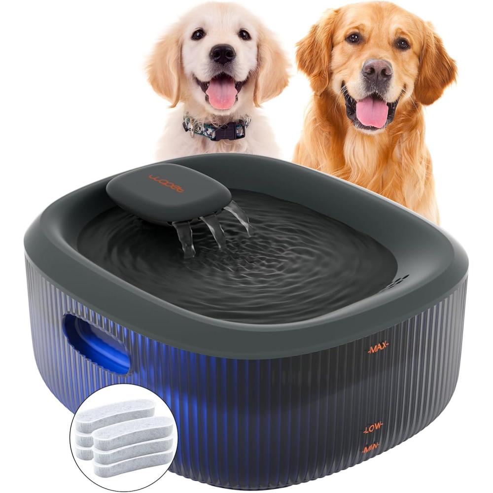 imageWOPET Dog Water Fountain for Large Dogs 6L205oz17Gal Automatic Dog and Cat Water Fountain Pet Water Dispenser with 2 Filters UltraQuiet Pump Great for Large Dogs Cats and MultiPet HomeCharcoal Dog Fountain6 Filters