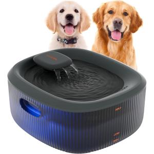 WOPET Dog Water Fountain for Large Dogs, 6L/205oz/1.7Gal Automatic Dog and Cat Water Fountain, Pet Water Dispenser with 2 Filters, Ultra-Quiet Pump, Great for Large Dogs Cats and Multi-Pet Home(Charcoal Dog Fountain+2 Filters)