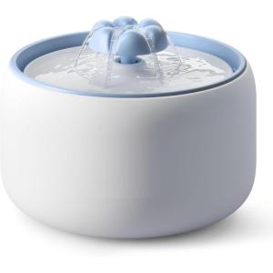 WOPET Wireless Cat Water Fountain, 3L/101oz W03 Stylish Ceramic Pet Water Fountain, 5000 mAh Battery Operated Cat Water Dispenser for Cats & Dogs, Ultra-Quiet, Easy to Clean and Assemble White Orange(Regular-White Blue)