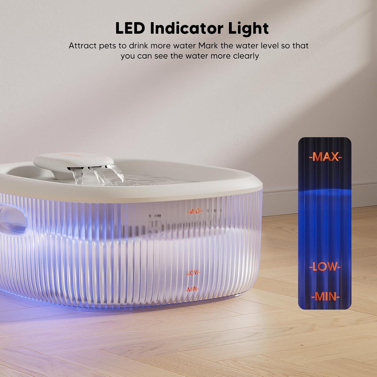 imageWOPET Dog Water Fountain for Large Dogs 6L205oz17Gal Dog Water Bowl Dispenser Automatic Cat and Pet Water Fountain with 6 FiltersampampVisual Water Level for Large Medium Small Breed Dogs PetsWhite Pet Fountain2 Filters