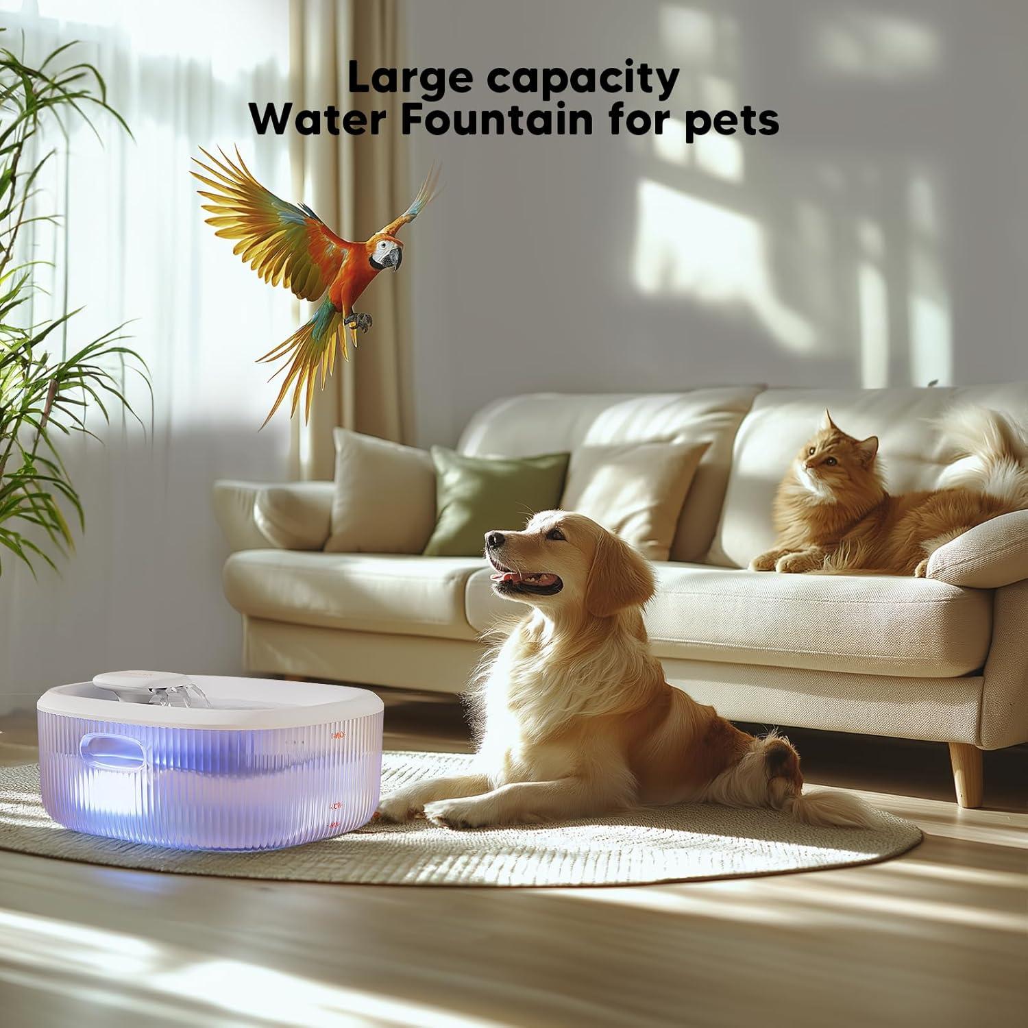 imageWOPET Dog Water Fountain for Large Dogs 6L205oz17Gal Dog Water Bowl Dispenser Automatic Cat and Pet Water Fountain with 6 FiltersampampVisual Water Level for Large Medium Small Breed Dogs PetsWhite Pet Fountain2 Filters