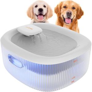WOPET Dog Water Fountain for Large Dogs, 6L/205oz/1.7Gal Dog Water Bowl Dispenser, Automatic Cat and Pet Water Fountain with 6 Filters&Visual Water Level for Large Medium Small Breed Dogs Pets(White Pet Fountain+2 Filters)