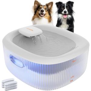 WOPET Dog Water Fountain for Large Dogs, 6L/205oz/1.7Gal Dog Water Bowl Dispenser, Automatic Cat and Pet Water Fountain with 6 Filters&Visual Water Level for Large Medium Small Breed Dogs Pets(White Pet Fountain+6 Filters)