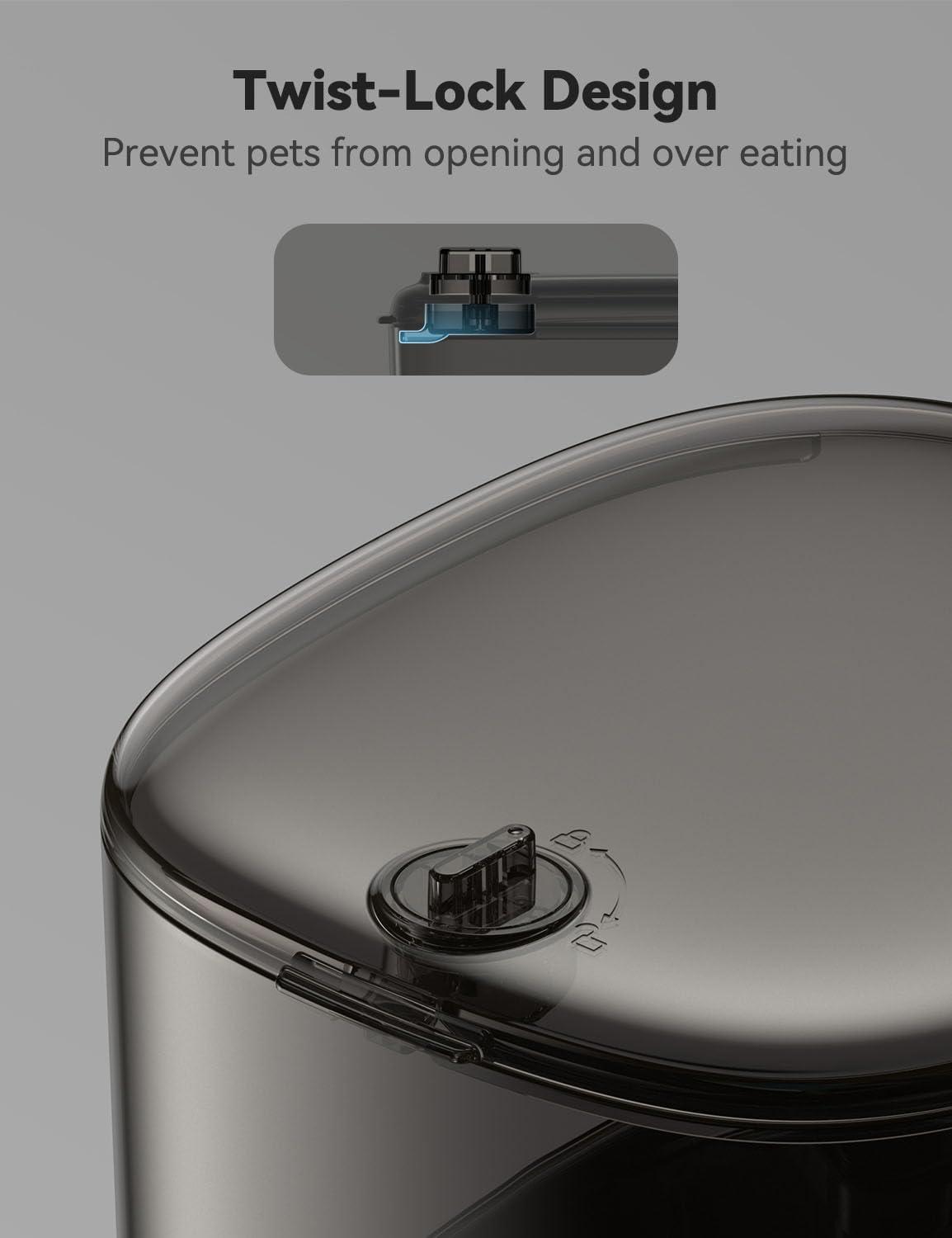 imageWOPET 6L Automatic Cat FeederWiFi Enabled Smart Pet Feeder for Cats and DogsAuto Dog Food Dispenser with Portion Control Distribution Alarms and Voice Recorder Up to 15 Meals per DayBlack