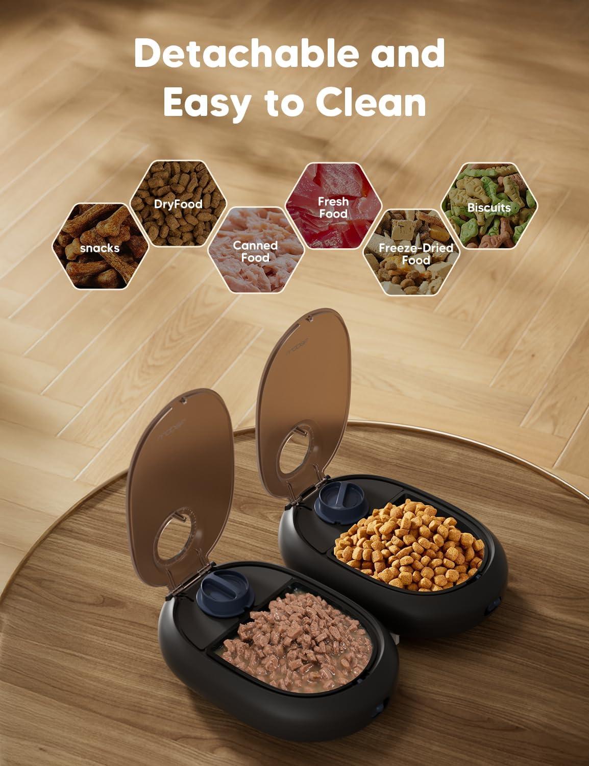 imageWOPET Automatic Cat Feeder 48H Programmable Pet Feeder Ice Pack to Keep Fresh for Yogurt ampamp Canned Meals Perfect for Cats Kittens ampamp Small DogsBlack