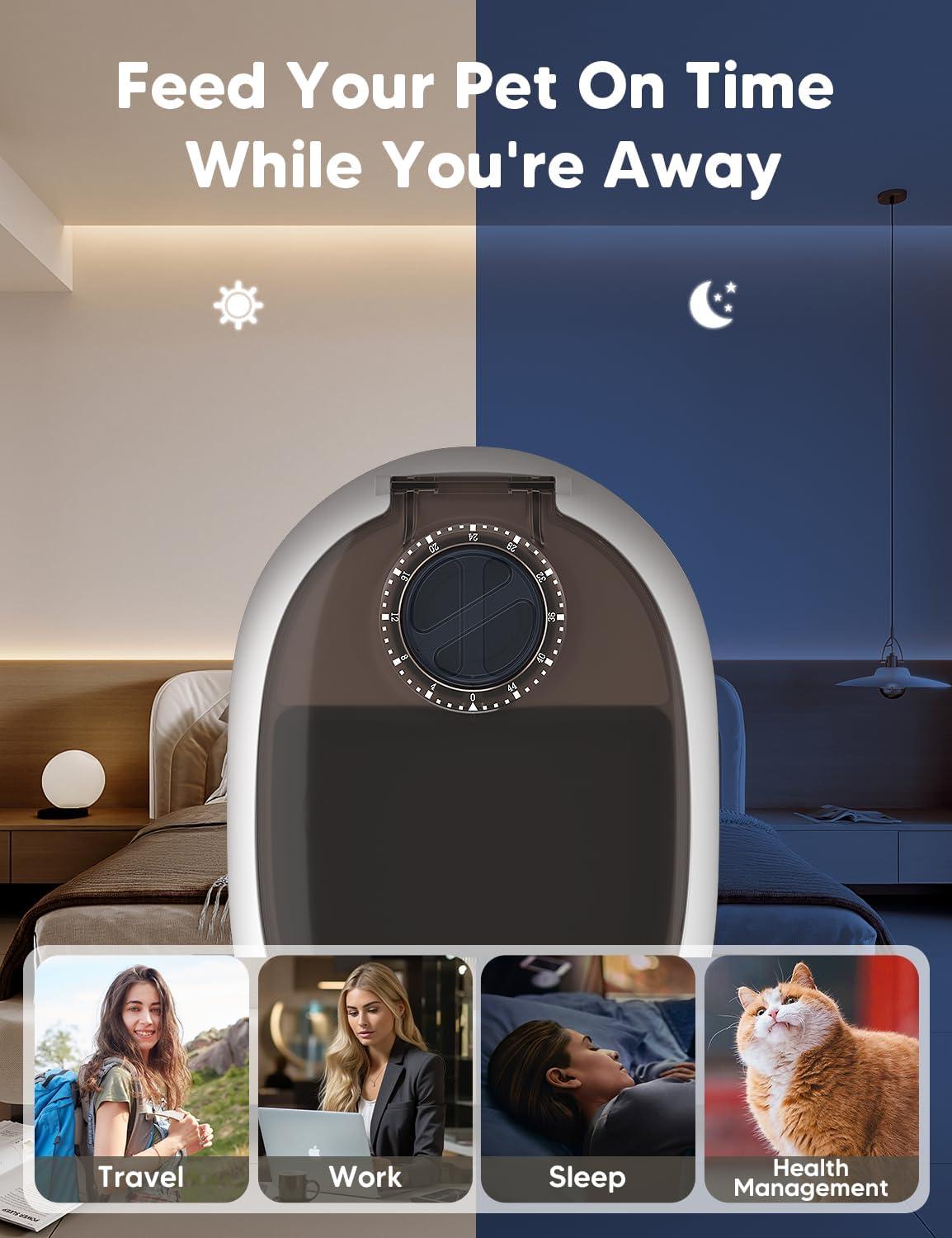 image:imageWOPET Automatic Cat Feeder 48H Programmable Pet Food Dispenser with Ice Pack for Freshness Yogurt amp Canned Meals Perfect for Cats Kittens amp Small DogsWhite
