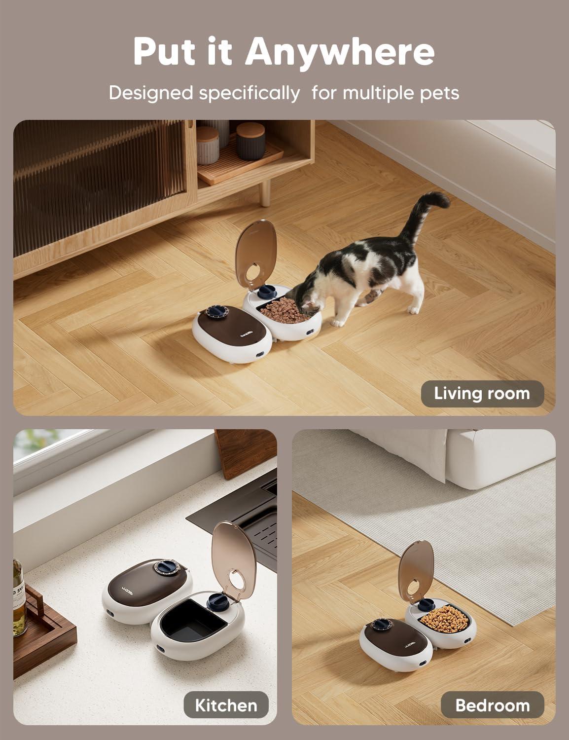 image:imageWOPET Automatic Cat Feeder 48H Programmable Pet Food Dispenser with Ice Pack for Freshness Yogurt amp Canned Meals Perfect for Cats Kittens amp Small DogsWhite