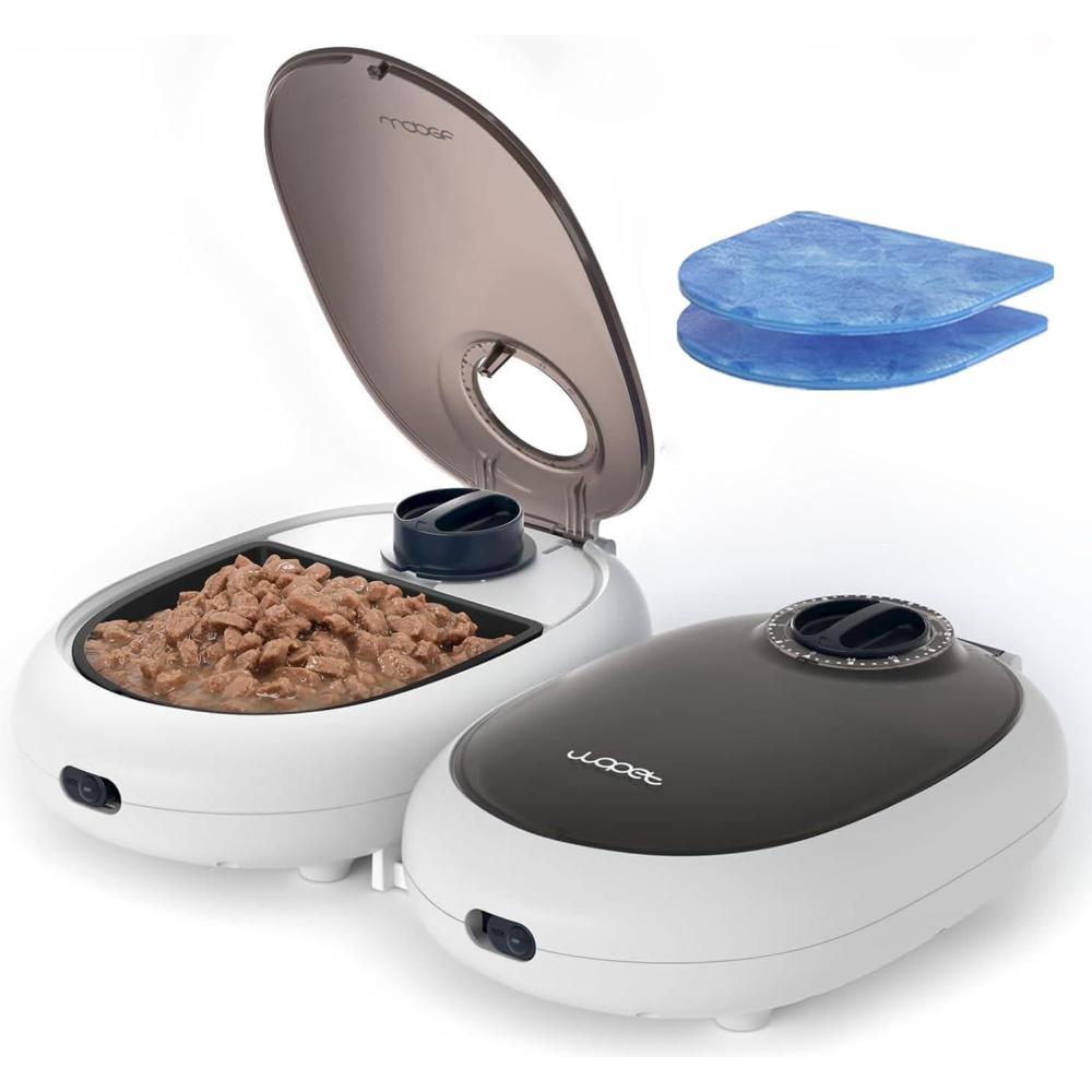 image:imageWOPET Automatic Cat Feeder 48H Programmable Pet Food Dispenser with Ice Pack for Freshness Yogurt amp Canned Meals Perfect for Cats Kittens amp Small DogsWhite