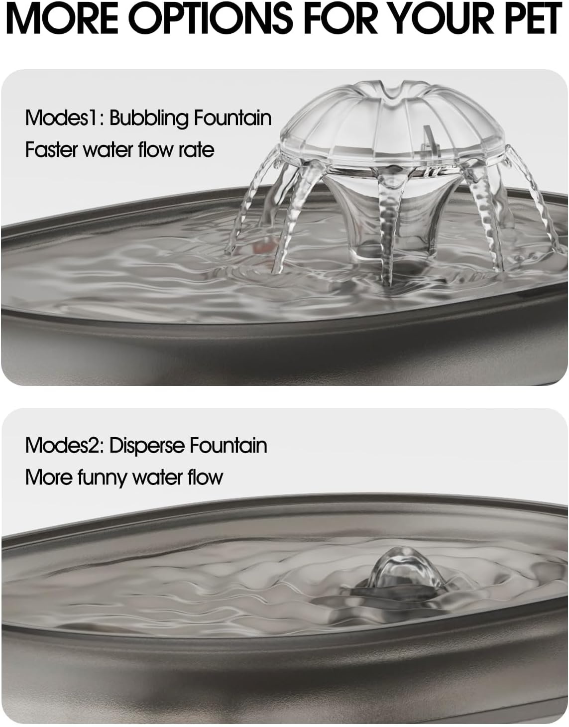 image:imageWOPET Cat Water Fountain 67oz2L Automatic Pet Water Dispenser for Cats amp Small Dogs Ultra Quiet SleepFriendly Pump BPAFree 2 Flow Modes Visible Water Level 3Stage FiltrationGrey