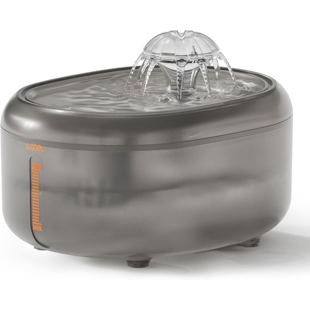 image:imageWOPET Cat Water Fountain 67oz2L Automatic Pet Water Dispenser for Cats amp Small Dogs Ultra Quiet SleepFriendly Pump BPAFree 2 Flow Modes Visible Water Level 3Stage FiltrationGrey