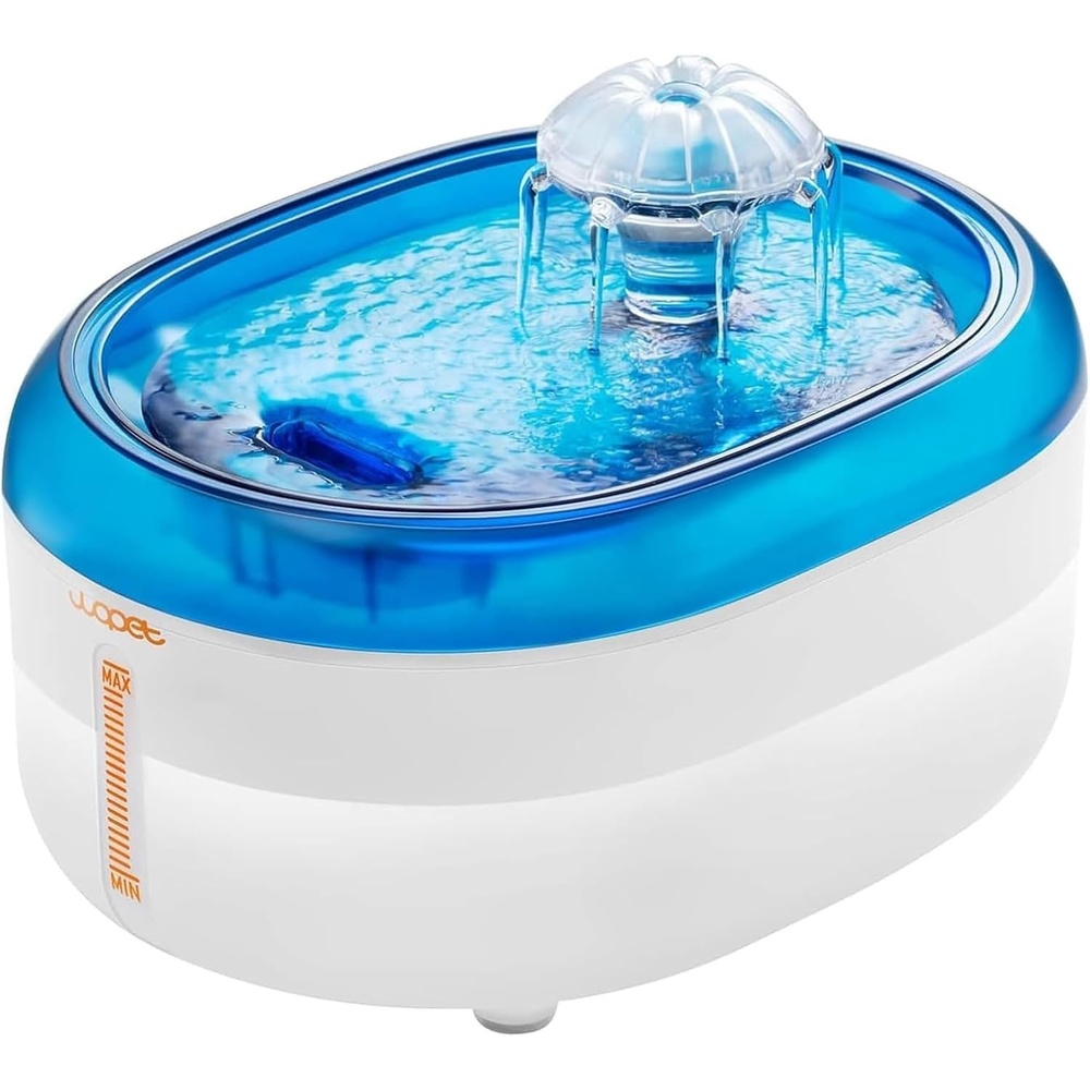 image:imageWOPET Cat Water Fountain 67oz2L Automatic Pet Water Dispenser for Cats amp Small Dogs Ultra Quiet SleepFriendly Pump BPAFree 2 Flow Modes Visible Water Level 3Stage FiltrationWhiteBlue