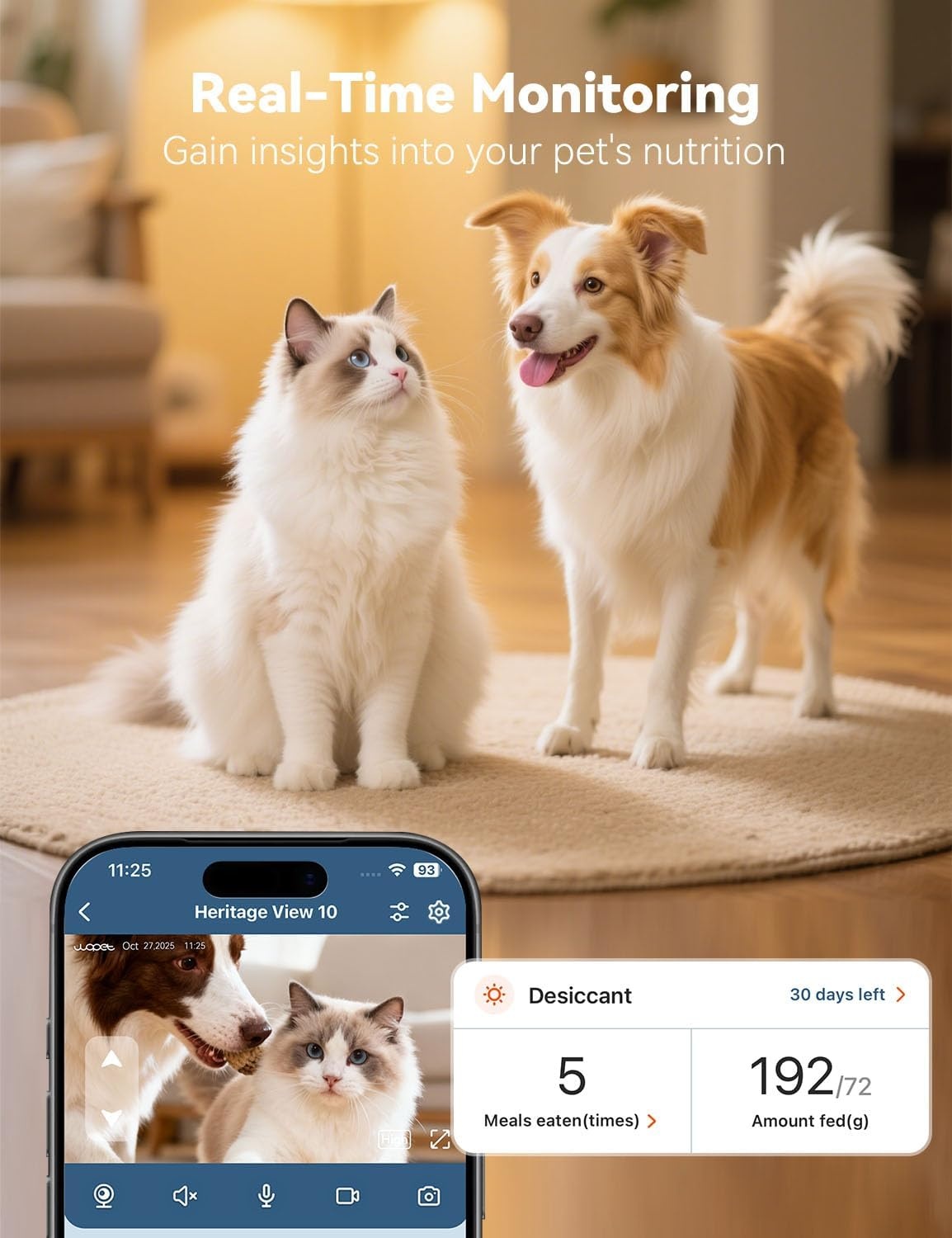 image:imageWOPET Automatic Dog Feeder with Camera1080P HD Video with Night Vision 5GHz24GHz Dog Food Dispenser with App Control 4GB SD Card 2Way Audio for Cats amp DogsWhiteWhite