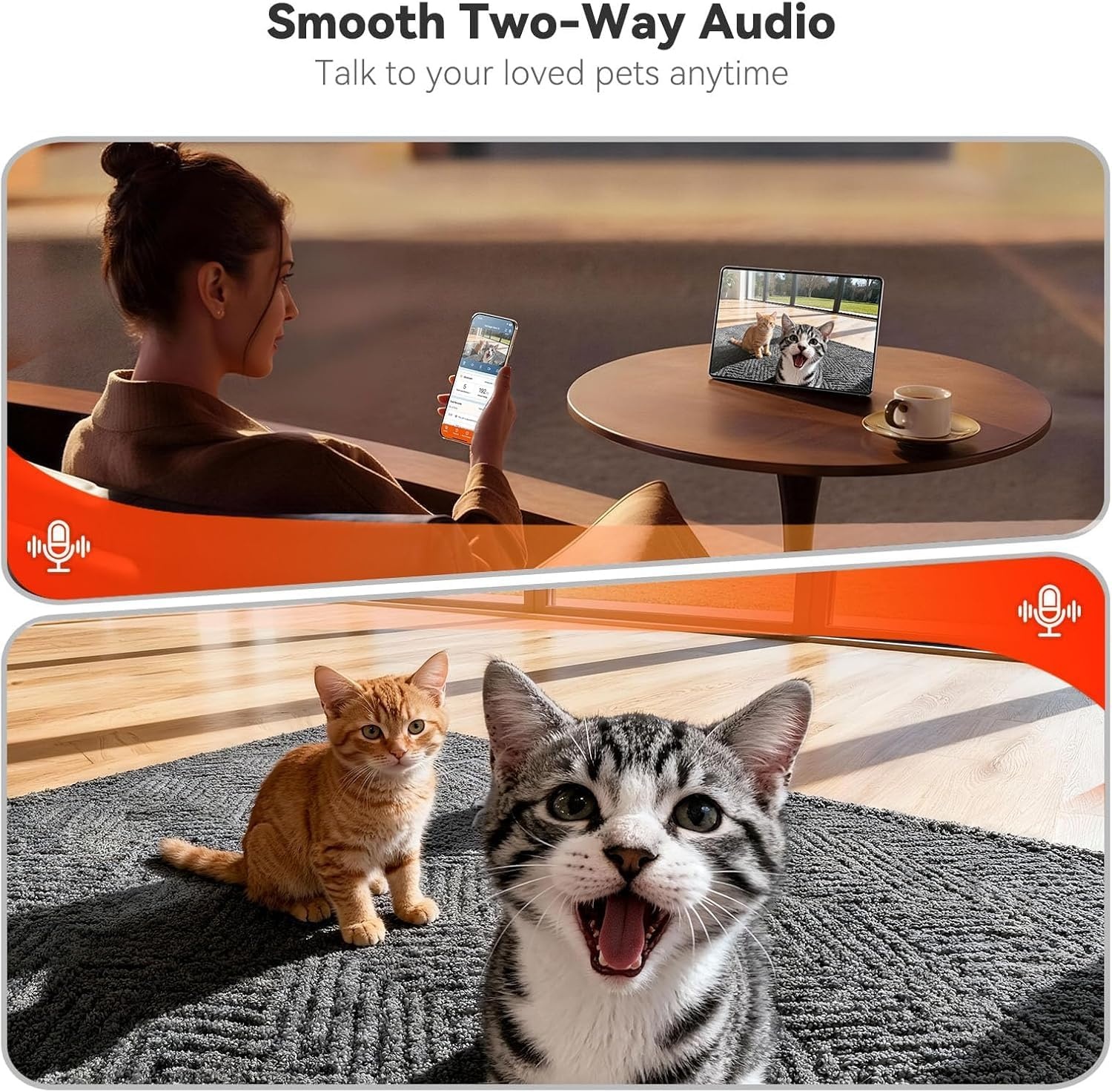 image:imageWOPET Automatic Dog Feeder with Camera1080P HD Video with Night Vision 5GHz24GHz Dog Food Dispenser with App Control 4GB SD Card 2Way Audio for Cats amp DogsWhiteOrange