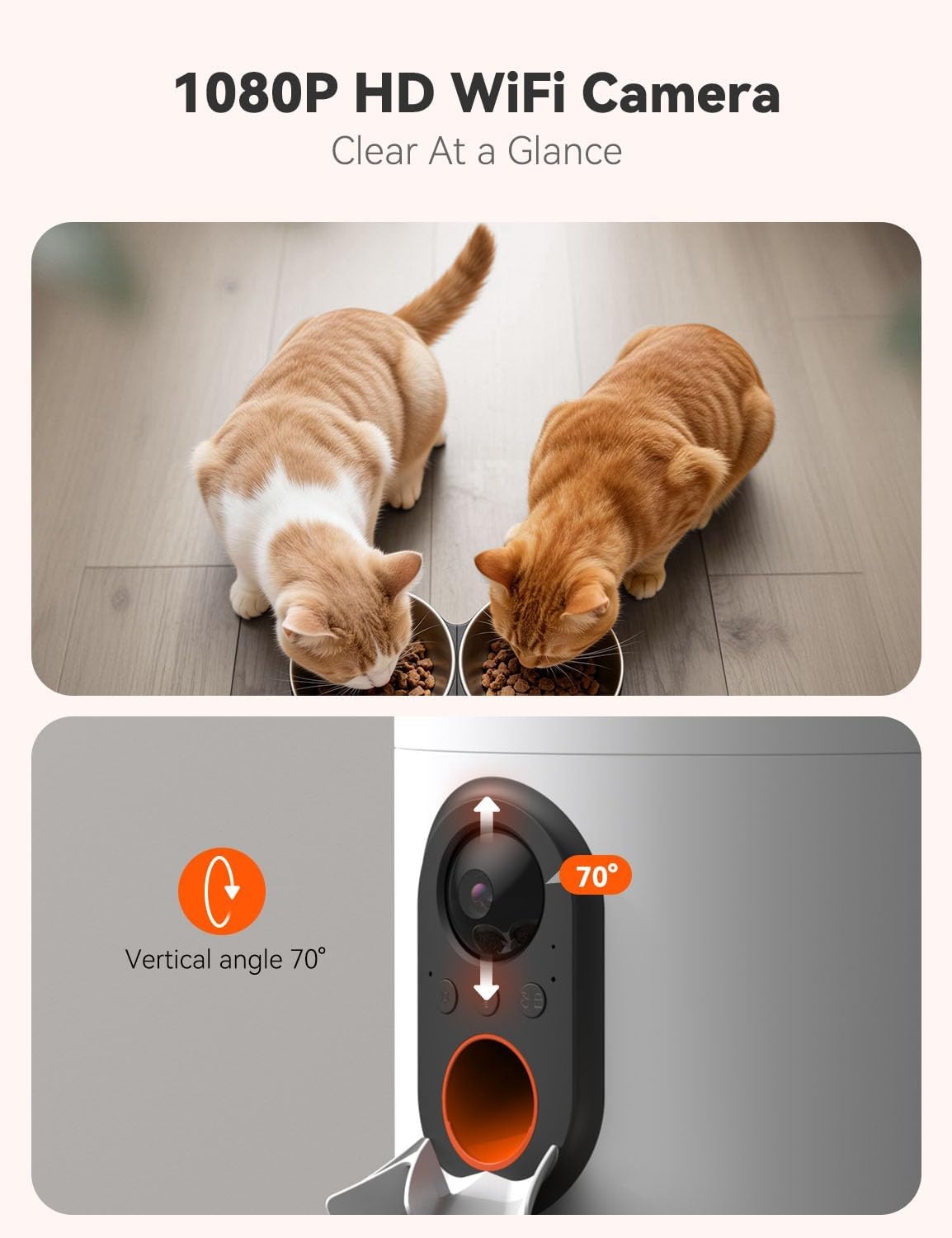 image:imageWOPET Automatic Dog Feeder with Camera1080P HD Video with Night Vision 5GHz24GHz Dog Food Dispenser with App Control 4GB SD Card 2Way Audio for Cats amp DogsWhiteWhite