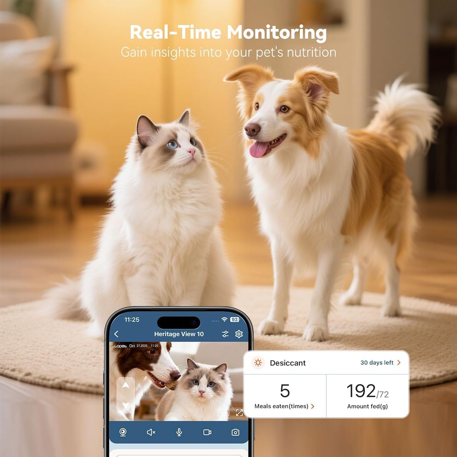 image:imageWOPET Automatic Dog Feeder with Camera1080P HD Video with Night Vision 5GHz24GHz Dog Food Dispenser with App Control 4GB SD Card 2Way Audio for Cats amp DogsWhiteOrange