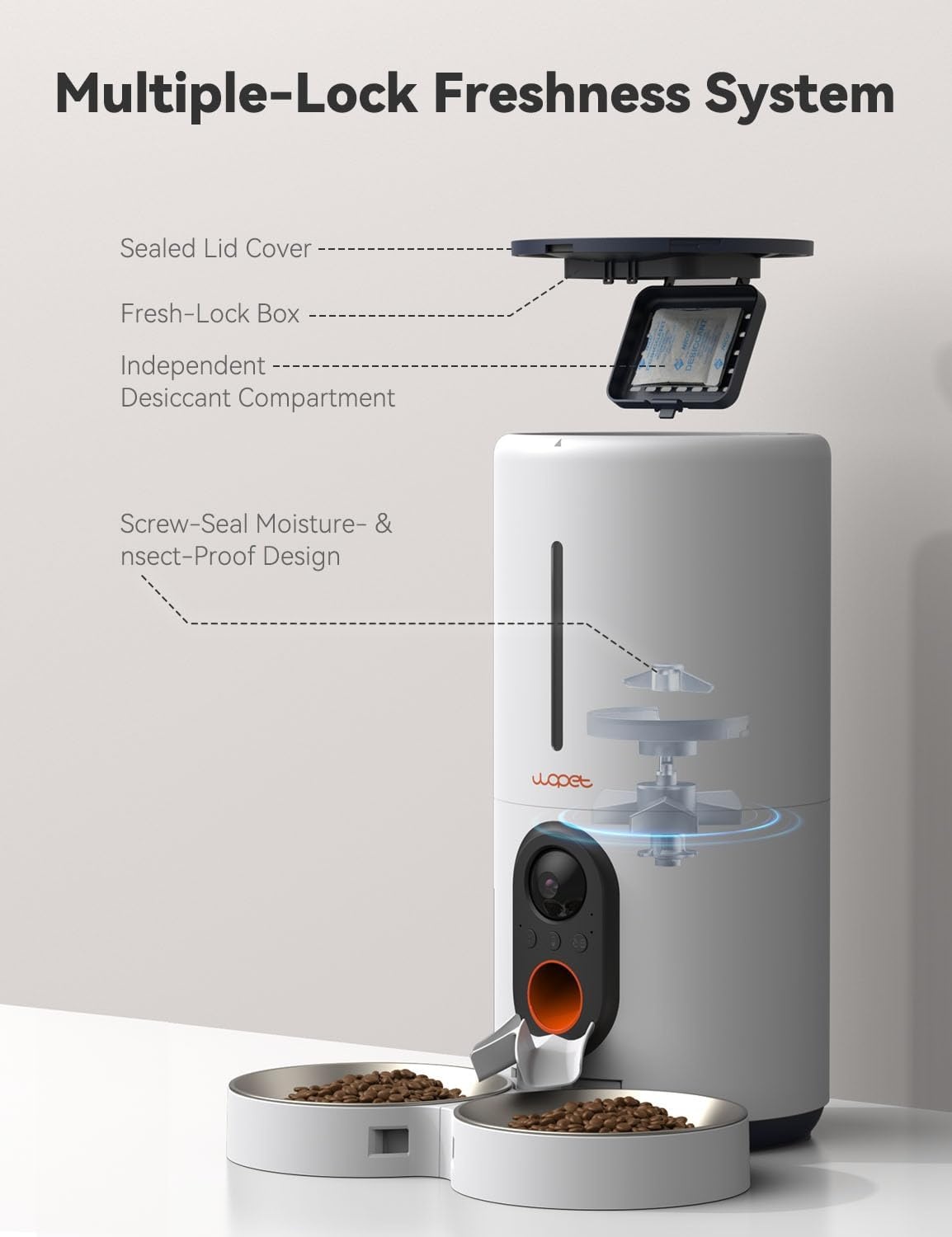 image:imageWOPET Automatic Dog Feeder with Camera1080P HD Video with Night Vision 5GHz24GHz Dog Food Dispenser with App Control 4GB SD Card 2Way Audio for Cats amp DogsWhiteWhite