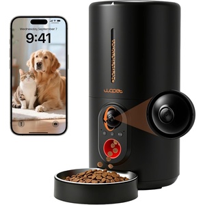WOPET Automatic Dog Feeder with Camera,1080P HD Video with Night Vision, 5GHz/2.4GHz Dog Food Dispenser with App Control, 4GB SD Card, 2-Way Audio for Cats & Dogs(Black/Orange)